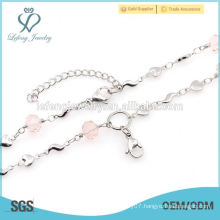 7.6mm 18"+2" stainless steel wholesale neck chains cheap floating crystal charms pendant lovers necklace